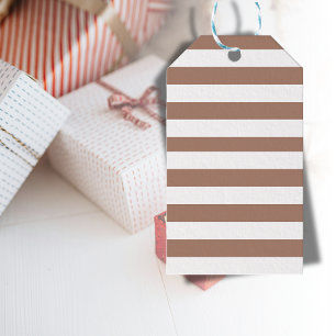 Vintage Vertical Stripes Mocha Mousse White Gift Tags