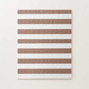 Vintage Vertical Stripes Mocha Mousse White Jigsaw Puzzle