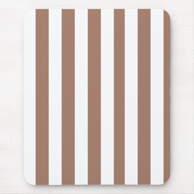 Vintage Vertical Stripes Mocha Mousse White Mouse Pad (Front)