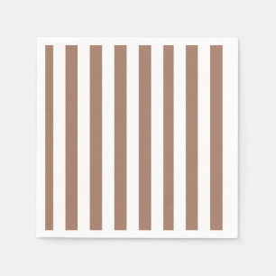 Vintage Vertical Stripes Mocha Mousse White Napkin