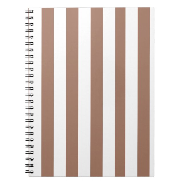 Vintage Vertical Stripes Mocha Mousse White Notebook (Front)