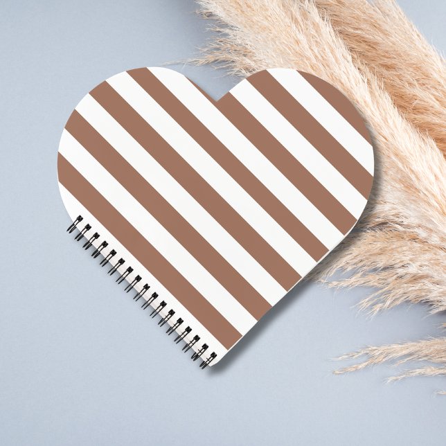 Vintage Vertical Stripes Mocha Mousse White Notebook (Creator Uploaded)