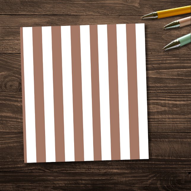 Vintage Vertical Stripes Mocha Mousse White Notepad (Creator Uploaded)