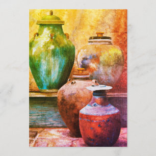 Vintage Vessels Acrylic Art Caroline 1974 Holiday Card