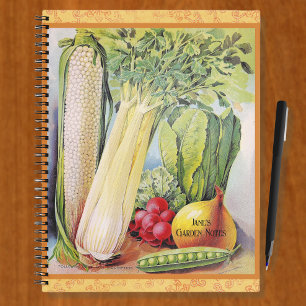 Vintage Vetable Art Personalized Garden Notebook