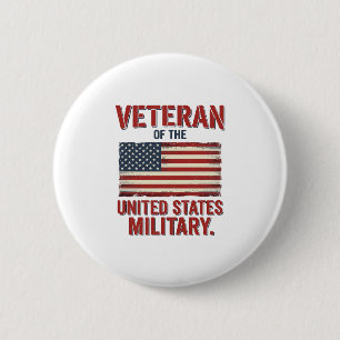 Vintage Veteran USA Flag Military Vector Design_1 2 Inch Round Button