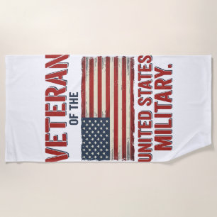 Vintage Veteran USA Flag Military Vector Design_1 Beach Towel