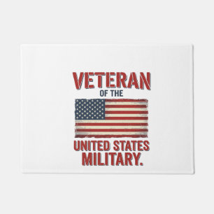 Vintage Veteran USA Flag Military Vector Design_1 Doormat