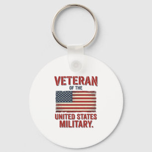 Vintage Veteran USA Flag Military Vector Design_1 Keychain