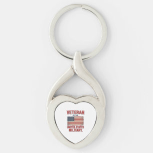 Vintage Veteran USA Flag Military Vector Design_1 Keychain