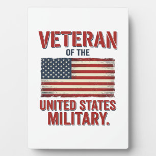 Vintage Veteran USA Flag Military Vector Design_1 Plaque
