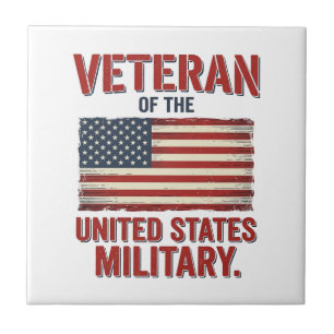 Vintage Veteran USA Flag Military Vector Design_1 Tile