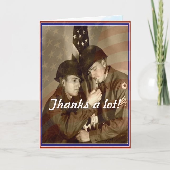 Vintage Veterans Day, Thanks a lot!-Military Card (Front)