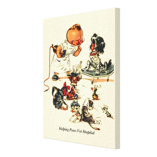 Vintage Veterinarian Visit to the Vet Custom Name Canvas Print