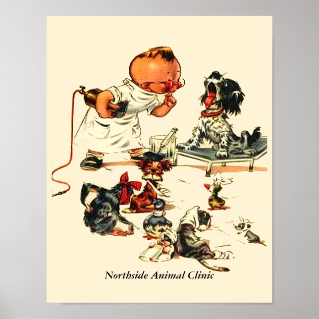 Vintage Veterinarian Visit to the Vet Personalized Poster (Front)