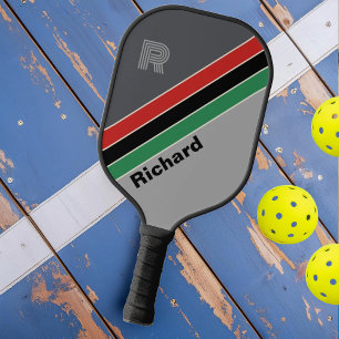 Vintage VHS Striped with Initial and Name Pickleball Paddle