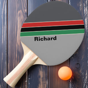 Vintage VHS Stripes with Name Ping Pong Paddle