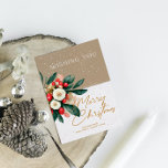 Vintage Vibe Winter Wonderland Christmas Card 2<br><div class="desc">This card design is filled with colour and the joyous of a winter wonderland vintage vibe: White Christmas flowers with red berries holiday bouquet. Elegant script and serif typography.</div>