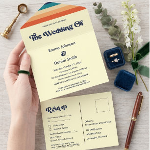 Vintage Vibes All‑in‑One Wedding Invitation