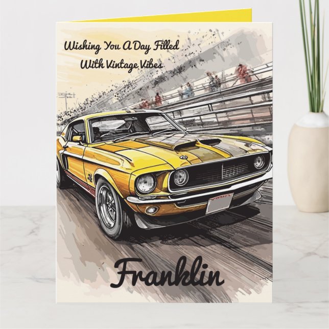 Vintage Vibes Classic Car Birthday  Card (Front)