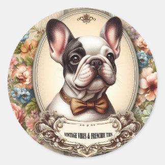 Vintage Vibes & Frenchie Ties Classic Round Sticker