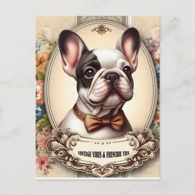 Vintage Vibes & Frenchie Ties Postcard (Front)