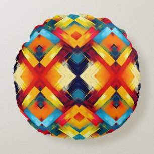 Vintage Vibes In Colours: Stylish Geometric Forms Round Pillow
