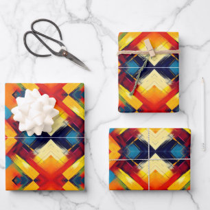 Vintage Vibes In Colours: Stylish Geometric Forms Wrapping Paper Sheet