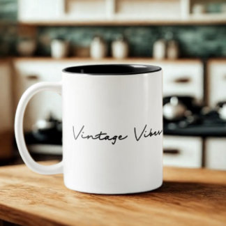 Vintage Vibes Quote Two-Tone Coffee Mug