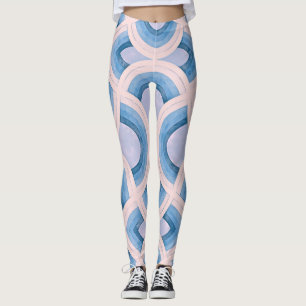 Vintage Vibes Retro Groovy Design In Cerulean Blue Leggings