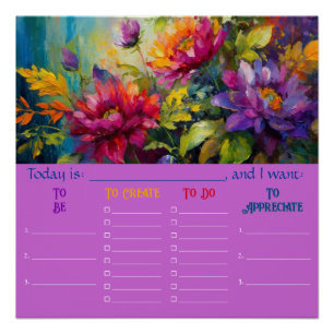 Vintage Vibrant Floral Painting Planner Download Poster