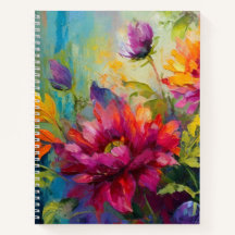 Vintage Vibrant Floral Painting Spiral Notebook