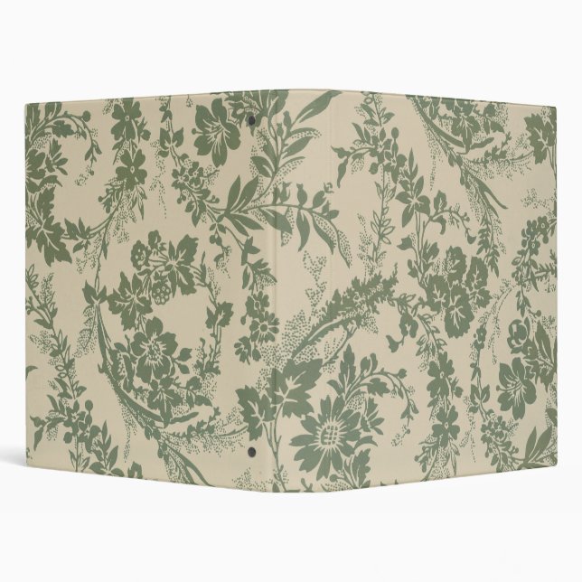 Vintage Vibrant Green Floral Pattern Binder (Background)
