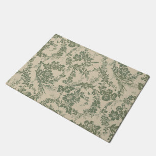 Vintage Vibrant Green Floral Pattern Doormat