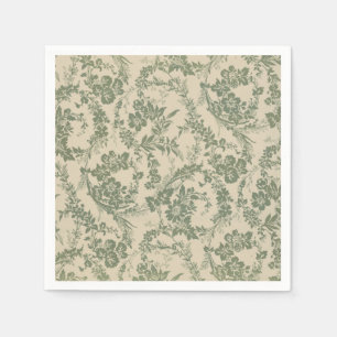 Vintage Vibrant Green Floral Pattern Napkin