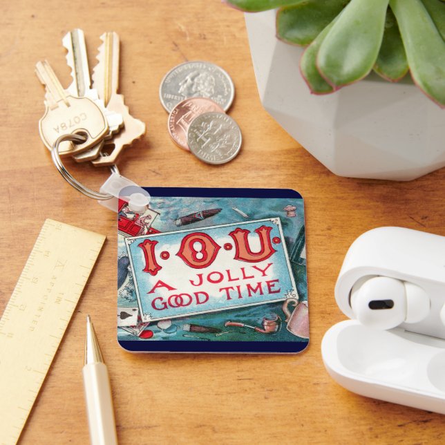 Vintage Vices Party, Gambling Drinking Smoking Keychain (Desk)