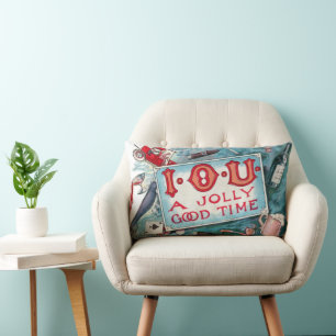 Vintage Vices Party, Gambling Drinking Smoking Lumbar Pillow