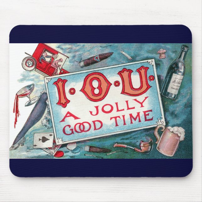 Vintage Vices Party, Gambling Drinking Smoking Mouse Pad (Front)