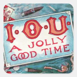 Vintage Vices Party, Gambling Drinking Smoking Square Sticker