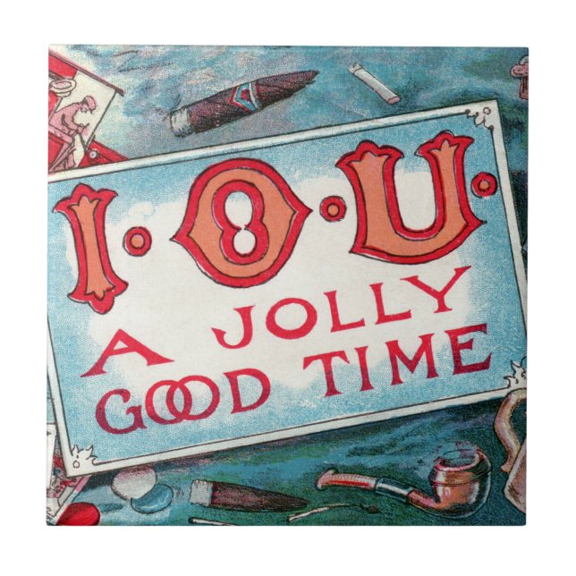 Vintage Vices Party, Gambling Drinking Smoking Tile (Front)