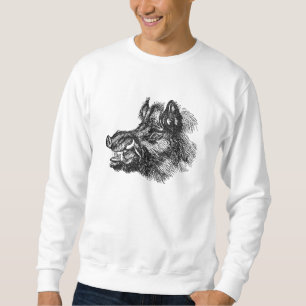 Vintage Vicious Wild Boar w Tusks Template Sweatshirt