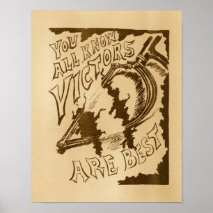 Vintage Victor Bicycles Ad Art Poster