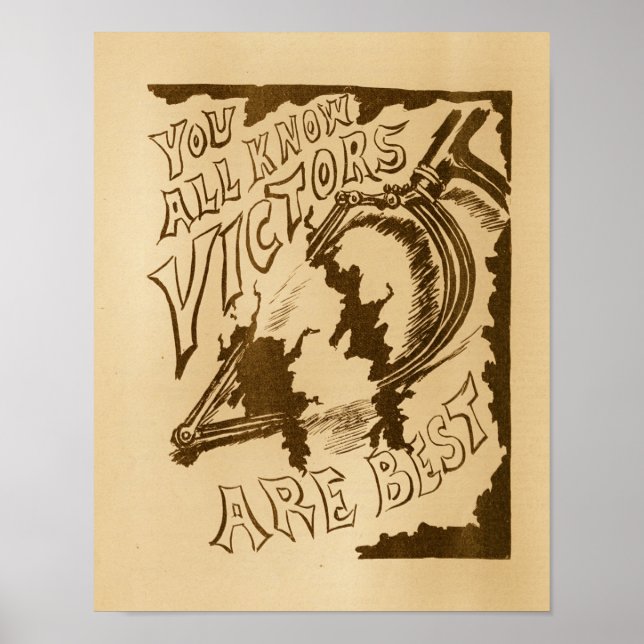 Vintage Victor Bicycles Ad Art Poster (Front)