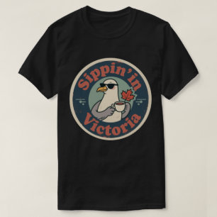 Vintage Victoria BC Coffee & Seagull T-Shirt