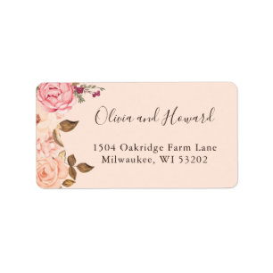 Vintage Victoria Blush Floral Stylish Address Label