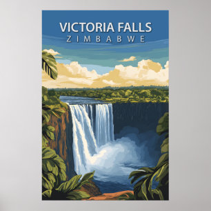 Vintage Victoria Falls Zimbabwe Travel Poster