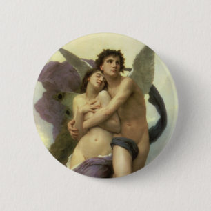 Vintage Victorian Angel, Ravishment by Bouguereau 2 Inch Round Button