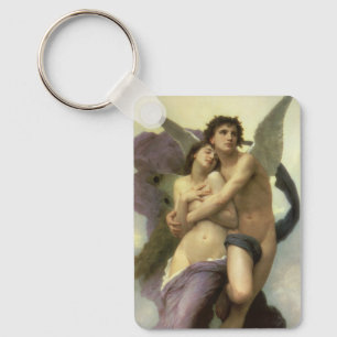 Vintage Victorian Angel, Ravishment by Bouguereau Keychain