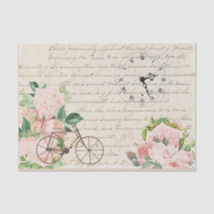 Vintage Victorian Antique Bike Clock Decoupage  Tissue Paper