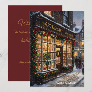 Vintage Victorian Apothecary Pharmacy Christmas Holiday Card